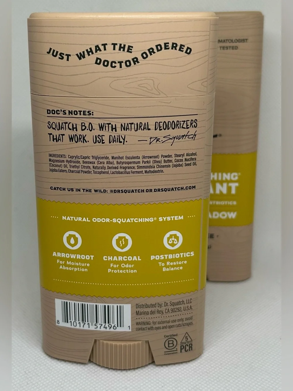 Dr. Squatch Mountain Meadow Men’s Natural Deodorant - Yellow- 2-Pack
